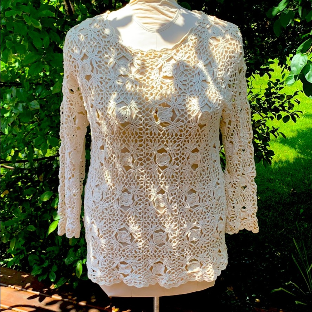 Vintage Sheridan Square Long Sleeve Crochet Tunic